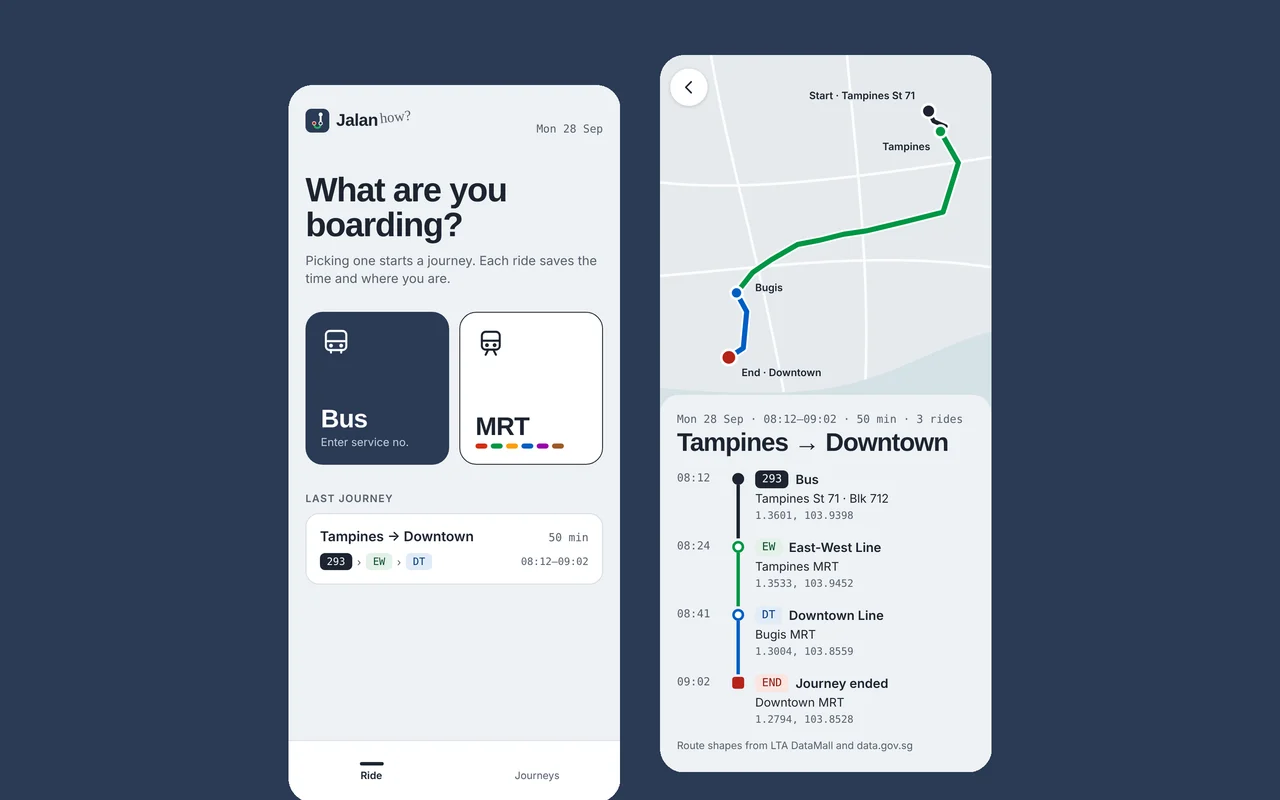 Jalan home and journey map screens